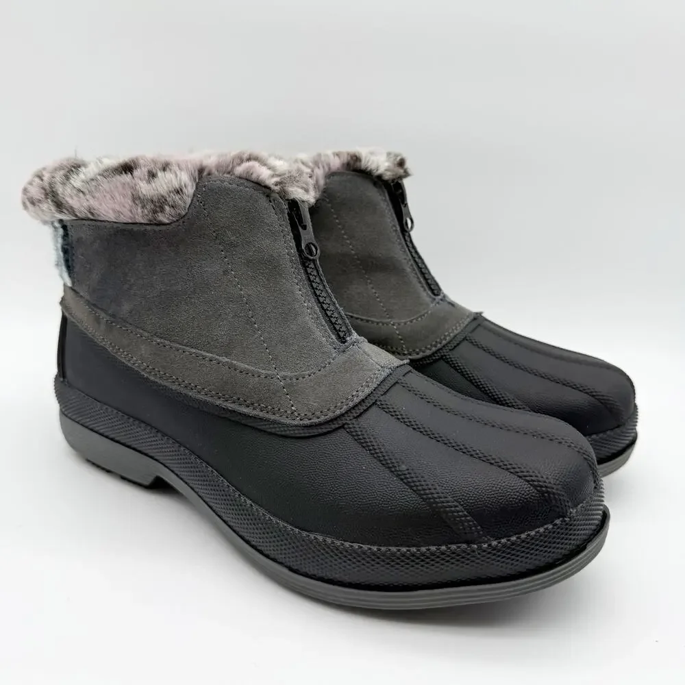 Propet Womens Lumi Ankle Zip Bootie US 8 Extra Wide Grey Water Resistant EUC